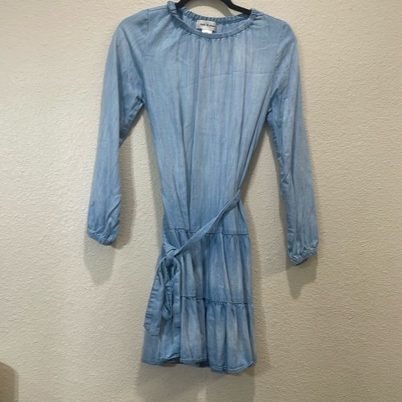 Cloth & Stone Gathered Tie Waist Ruffle Skirt Chambray Dress XS - Picture 3 of 11